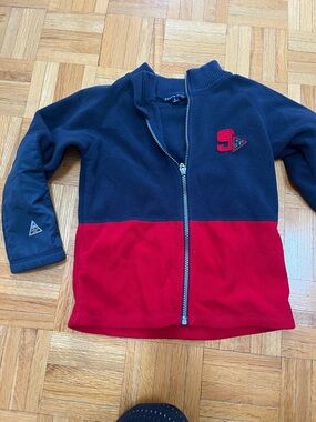 Kids Navy and Red Fleece Zip-Up Jacket